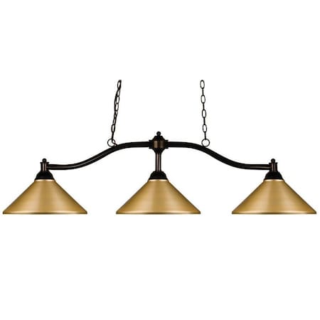 Z-Lite Chance 3 Light Billiard Light, Bronze & Satin Gold 147BRZ-MSG
